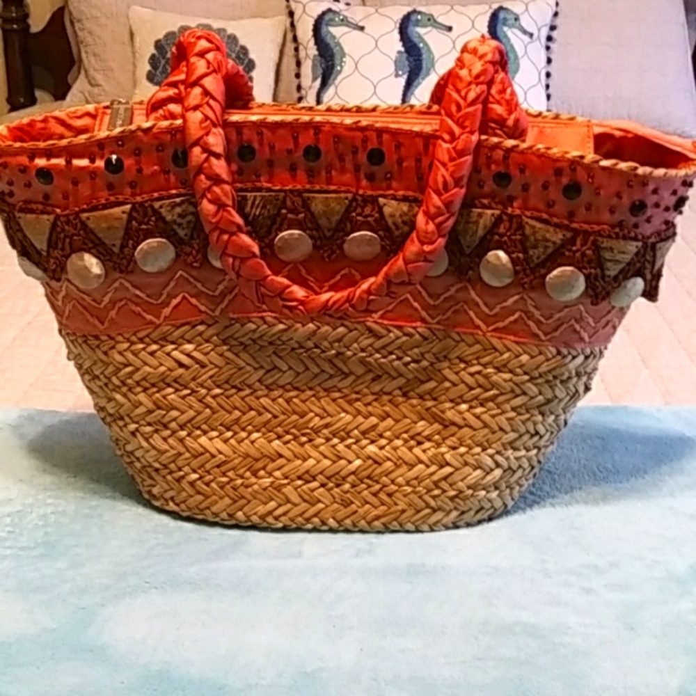 Vintage Sun n Sand woven seagrass tote